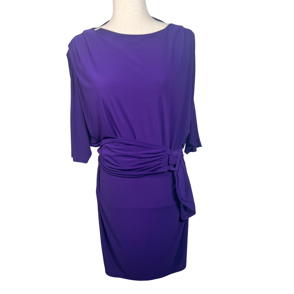 Mark + James Badgley Mischka Dress Womens Small Purple Polyester Cocktail Belted